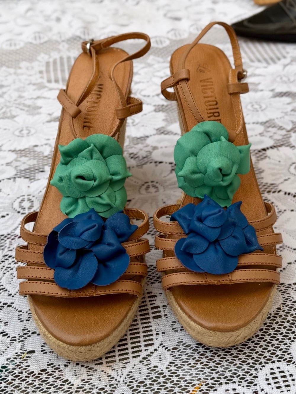 Pour La Victoire Penelulu Floral Rosette Jute Espadrille Wedges 6